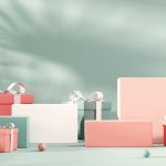 Abstract,Minimal,Scene,Cosmetic,Pastel,Background,With,Gift,Box,For